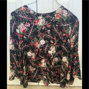 Beautiful Black Multi colored Floral Blouse